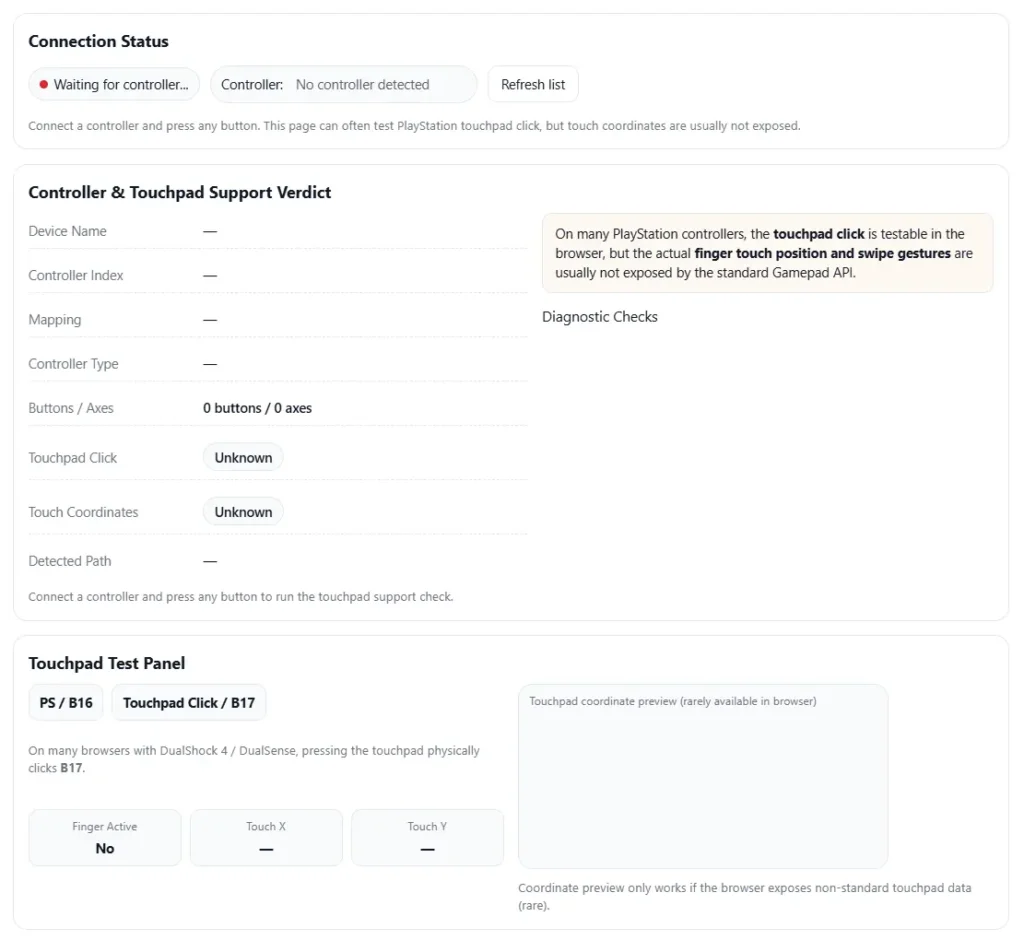 Controller Touchpad Test
