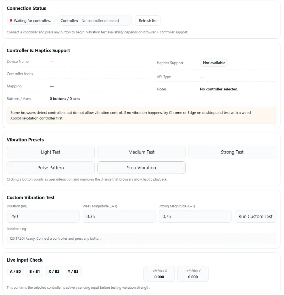 Controller Vibration Strength Test