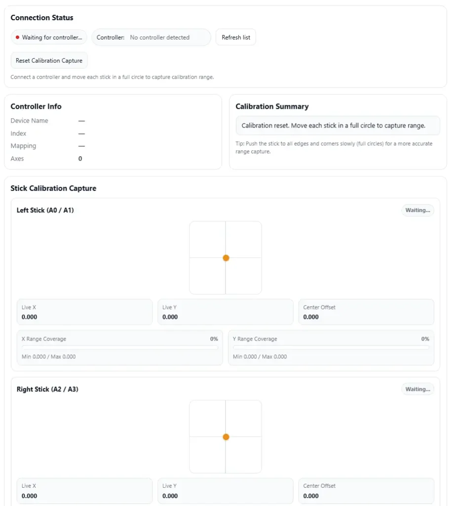 Stick Calibration Test