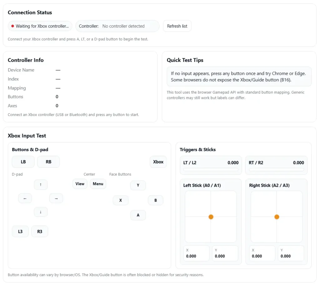 Xbox Controller Test