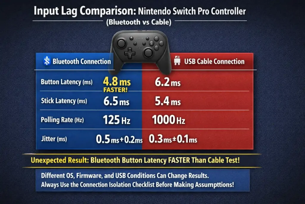 Input Lag Comparison for Nintendo Switch Pro Controller