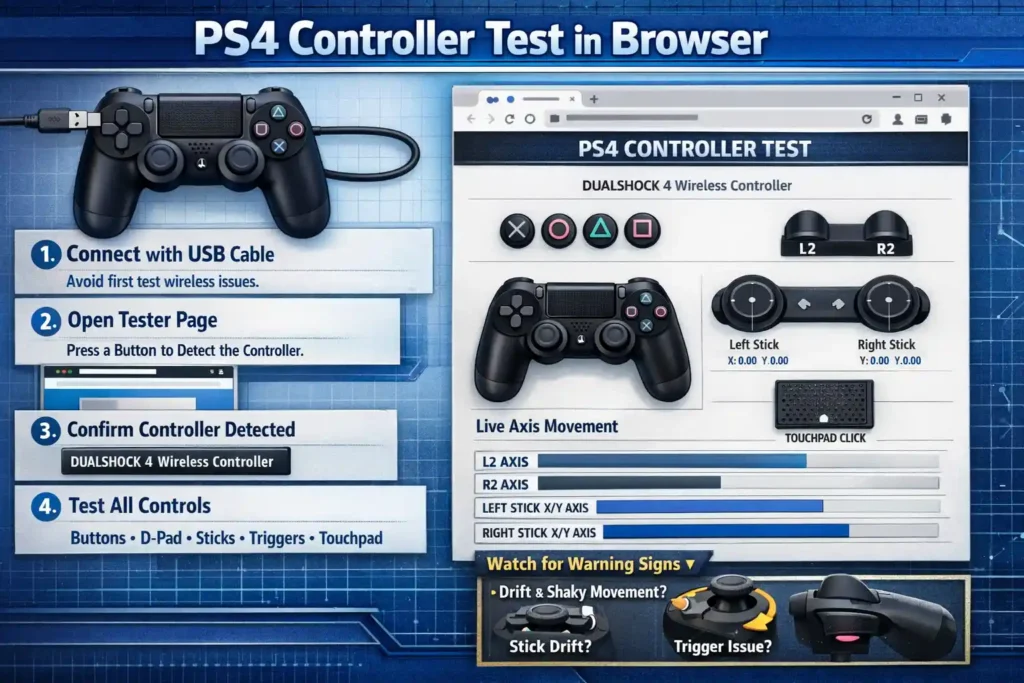 Online PS4 Controller Test in a Browser