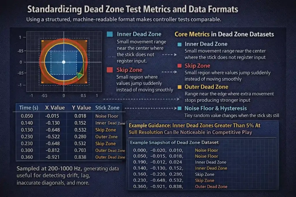 Standardizing Dead Zone Test Metrics and Data Formats